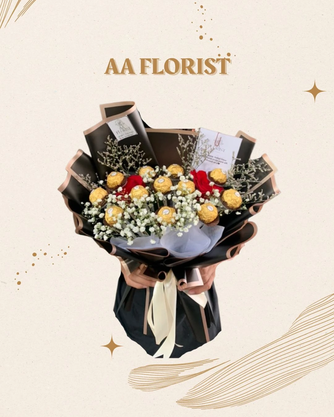 Custom Coklat Ferrero + Fresh Flower