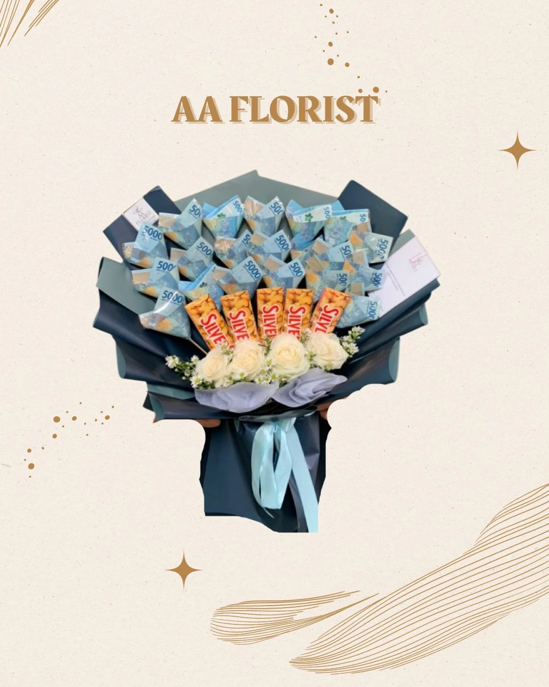 Money Bouquet Mix Fresh Flower & Coklat