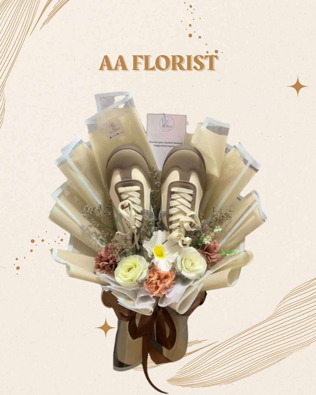 Bouquet Fresh flowers with shoes