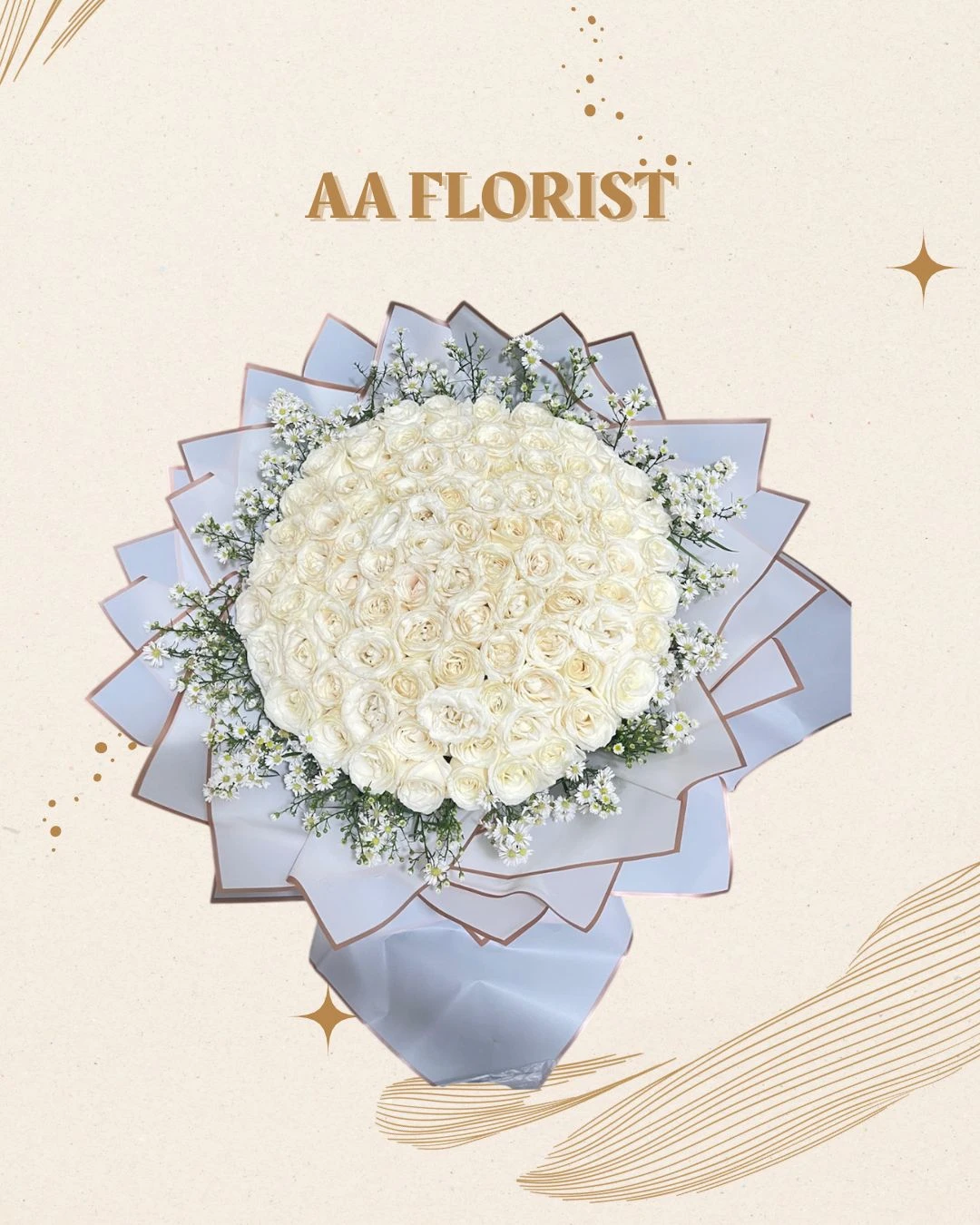 Bouquet Mawar Putih Jumbo