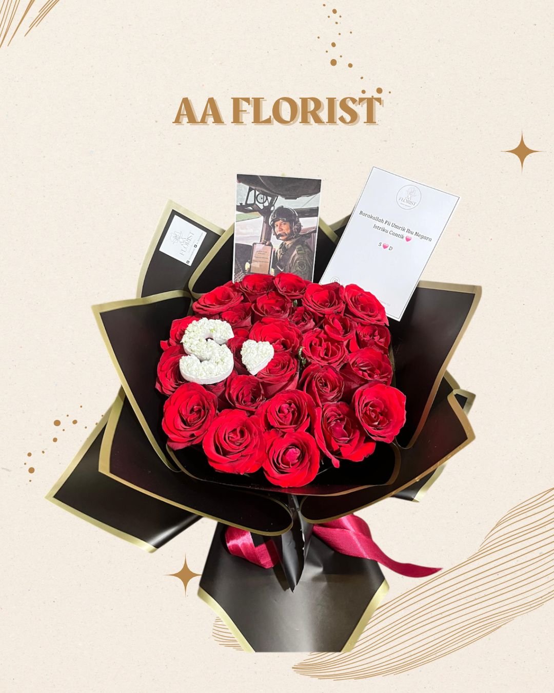 Buket Mawar Merah Simple & Elegan